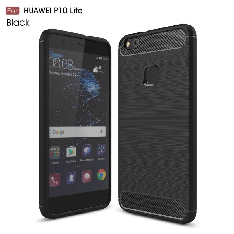 Kuori Huawei P10 Lite Punainen Musta Harjattu Hiilikuitu