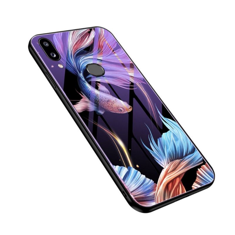 Case Kuoret Samsung Galaxy A10s Violetti Punainen Puhelinkuoret Karkaistu Lasi Fluoresoivalla Kuviolla