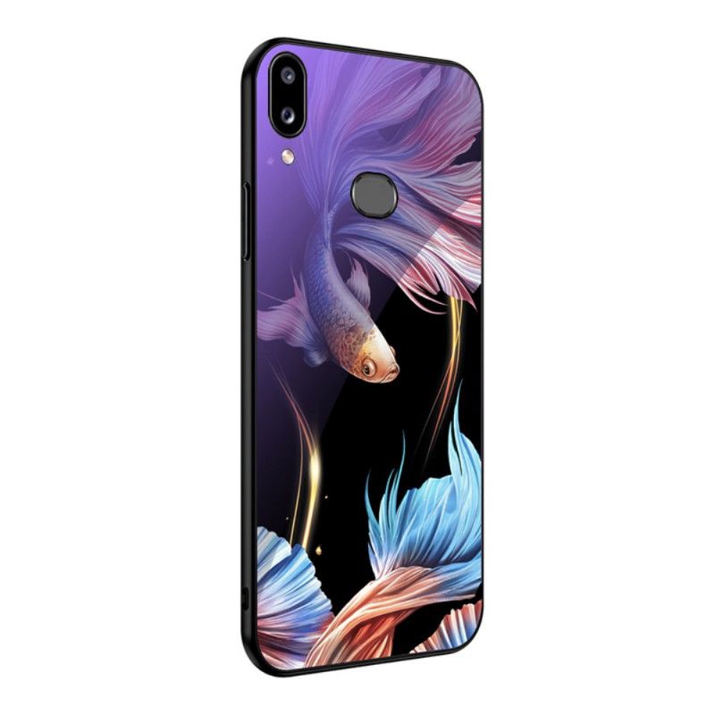 Case Kuoret Samsung Galaxy A10s Violetti Punainen Puhelinkuoret Karkaistu Lasi Fluoresoivalla Kuviolla