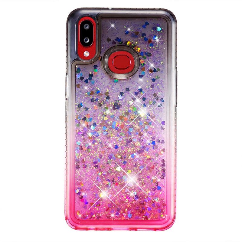 Kuori Samsung Galaxy A10s Magenta Musta Paljetteja Ja Timantteja