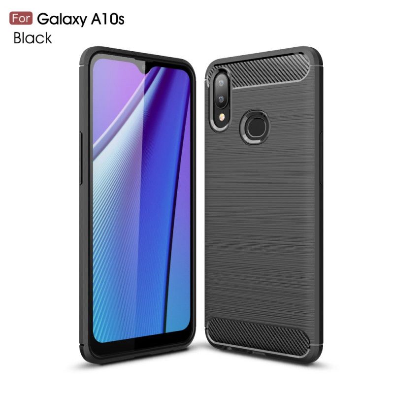 Kuori Samsung Galaxy A10s Punainen Musta Harjattu Hiilikuitu Suojakuori