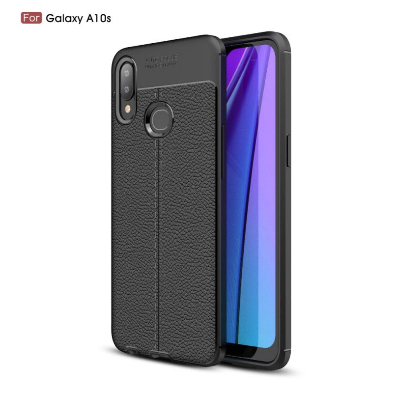 Kuori Samsung Galaxy A10s Punainen Musta Kaksilinjainen Litsi Nahkainen Vaikutus