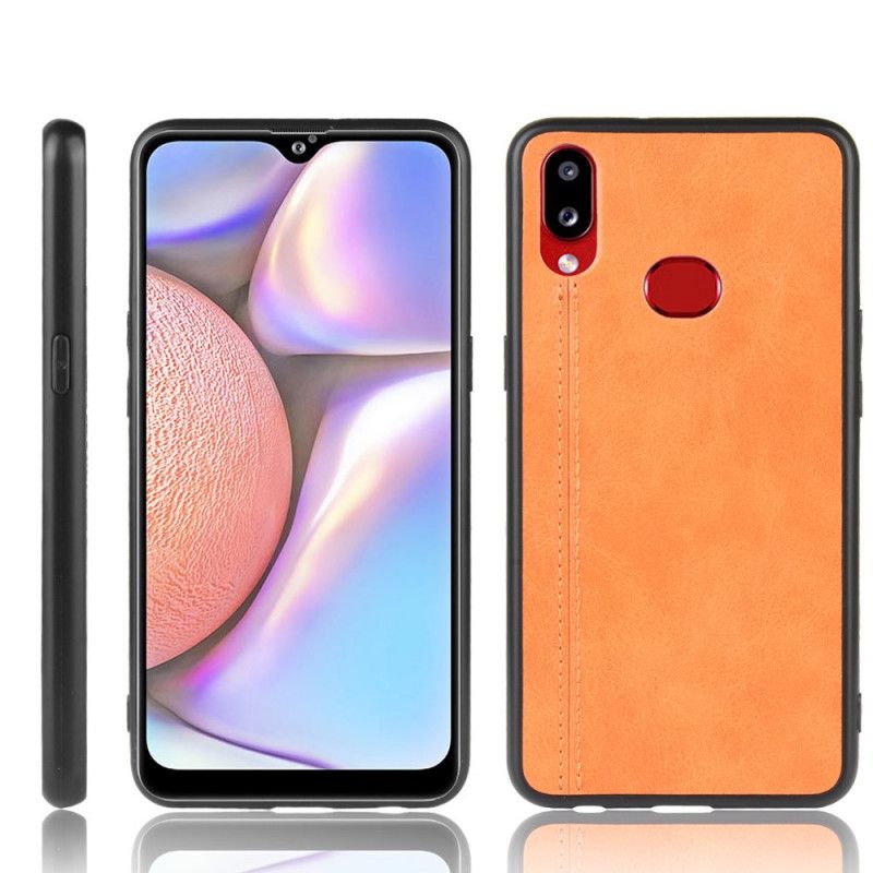 Kuori Samsung Galaxy A10s Punainen Musta Ommeltu Nahkaefekti