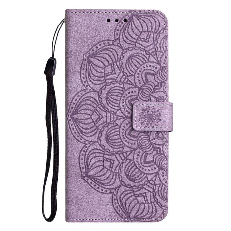 Nahkakotelo Samsung Galaxy A54 5G Suojaketju Kuori Strappy Mandala Print