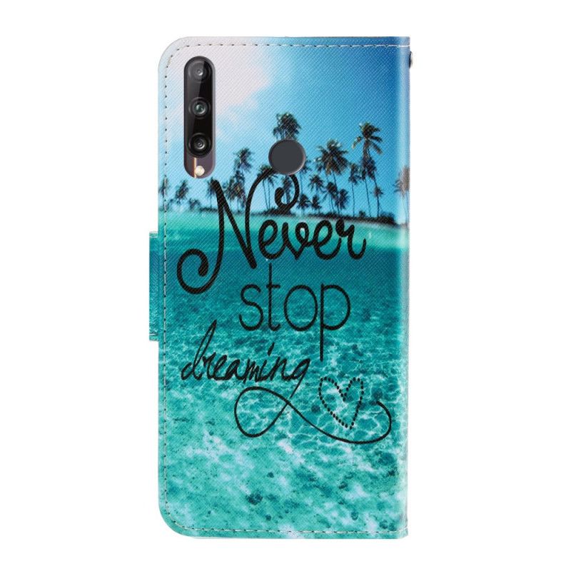 Flip Case Huawei P40 Lite E / Y7p Älä Koskaan Lopeta Haaveilemasta Merihihnaa