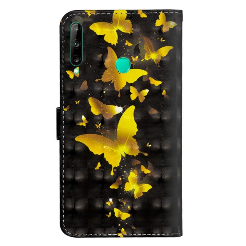 Flip Case Huawei P40 Lite E / Y7p Keltaiset Perhoset