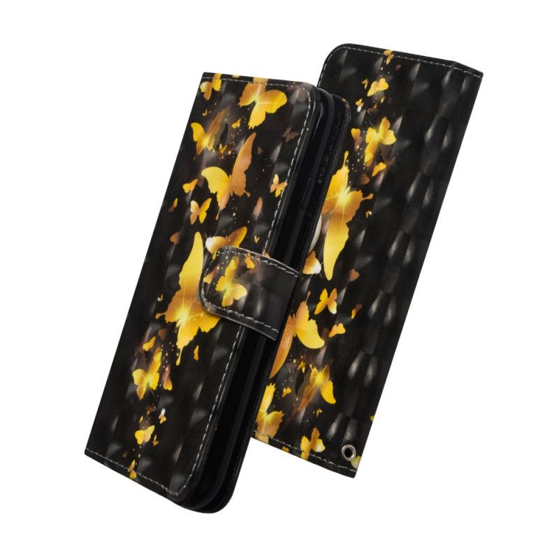 Flip Case Huawei P40 Lite E / Y7p Keltaiset Perhoset