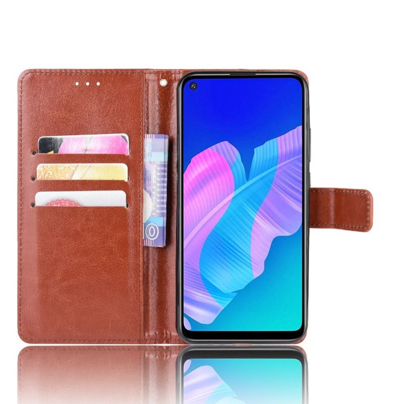 Flip Case Huawei P40 Lite E / Y7p Punainen Musta Räikeä Tekonahka