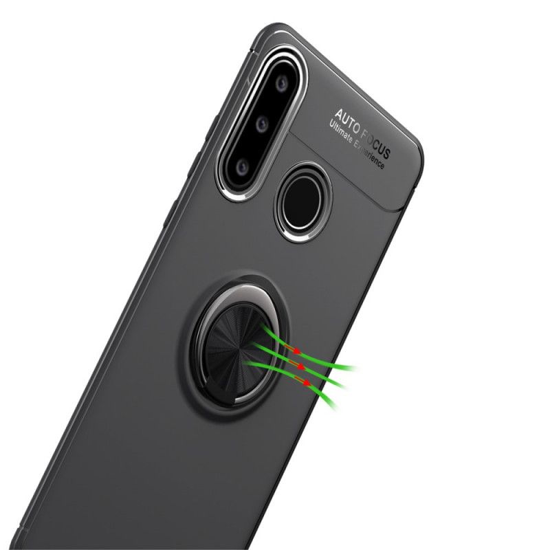 Kuori Huawei P40 Lite E / Y7p Punainen Musta Pyörivä Rengas Suojakuori