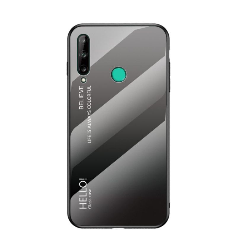 Kuori Huawei P40 Lite E / Y7p Valkoinen Musta Hei Karkaistu Lasi