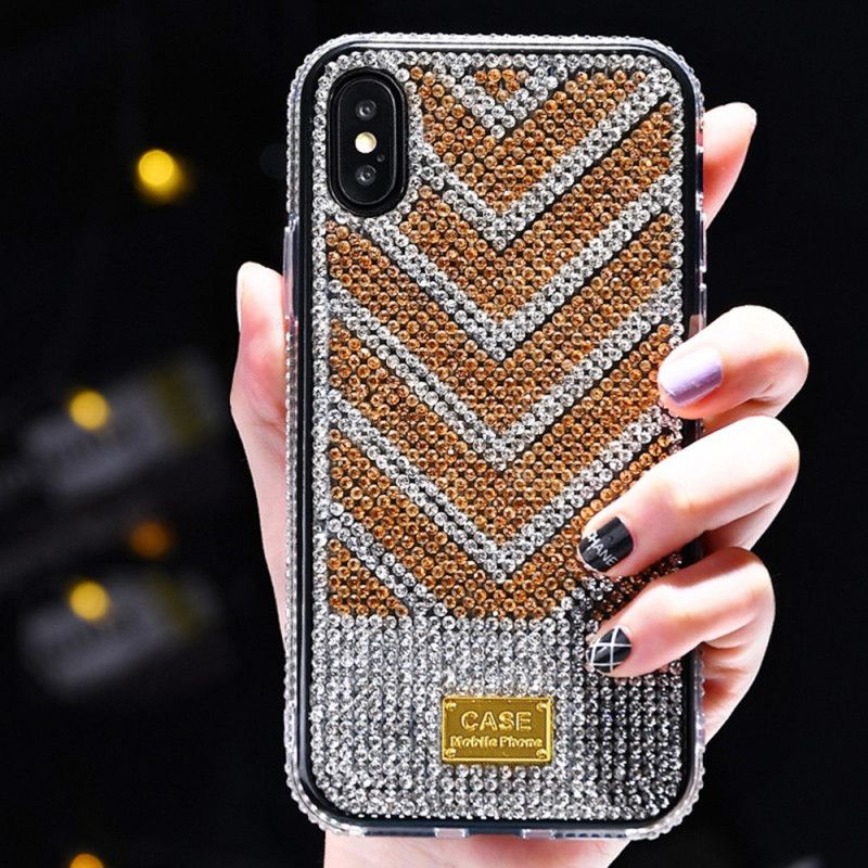 Case Kuoret iPhone X Punainen Musta Puhelinkuoret Timantit