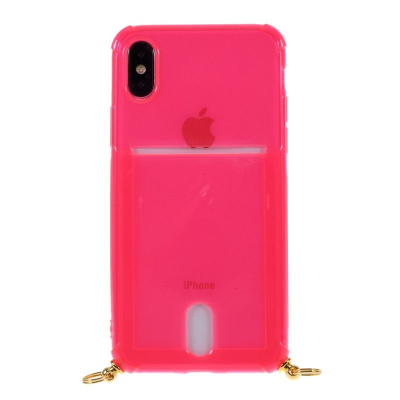 Case Kuoret iPhone X Vaaleanpunainen Magenta Puhelinkuoret Johto Kortin Pidikkeellä