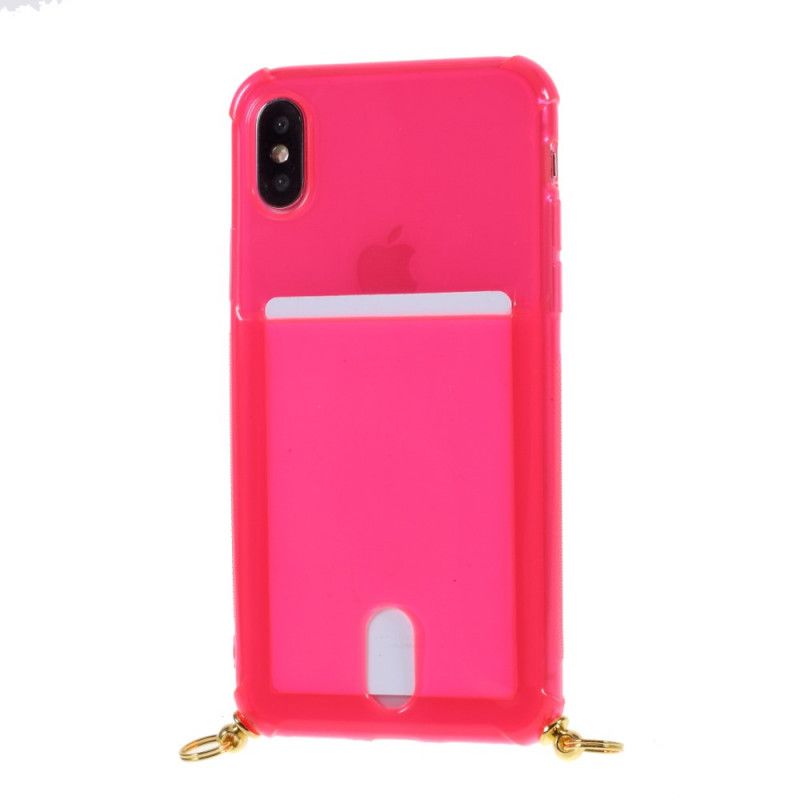 Case Kuoret iPhone X Vaaleanpunainen Magenta Puhelinkuoret Johto Kortin Pidikkeellä