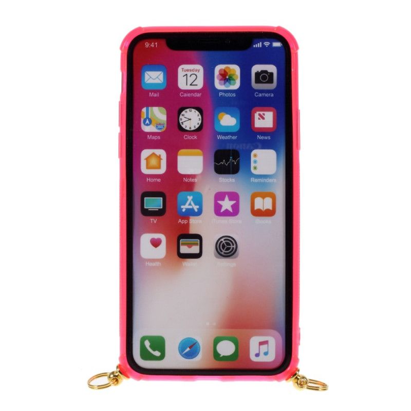 Case Kuoret iPhone X Vaaleanpunainen Magenta Puhelinkuoret Johto Kortin Pidikkeellä