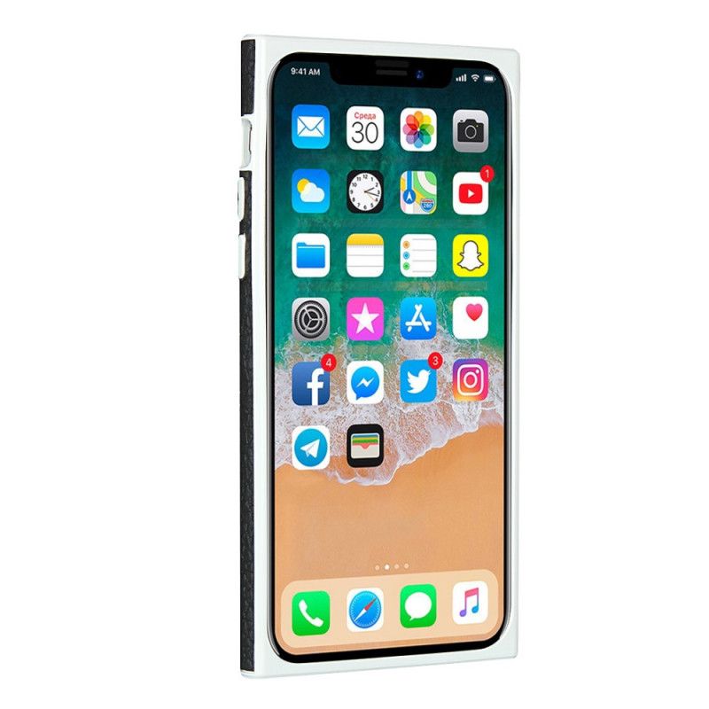 Kuori iPhone X Harmaa Musta Aito Litsi Nahkainen Korttikotelo Kaulanauhalla Suojakuori