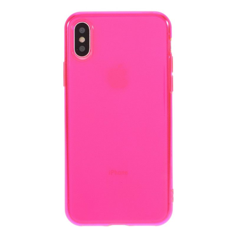 Kuori iPhone X Keltainen Magenta Värillinen Läpinäkyvä Silikoni