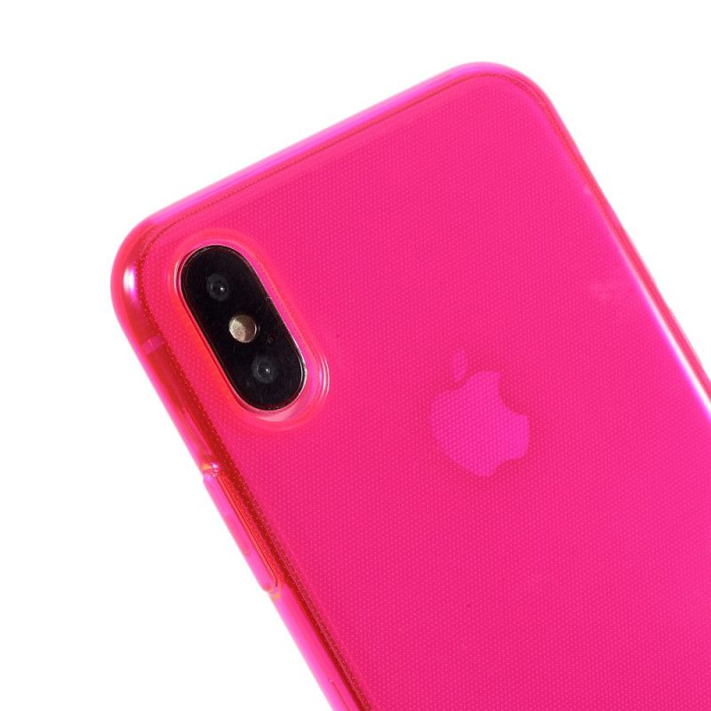 Kuori iPhone X Keltainen Magenta Värillinen Läpinäkyvä Silikoni