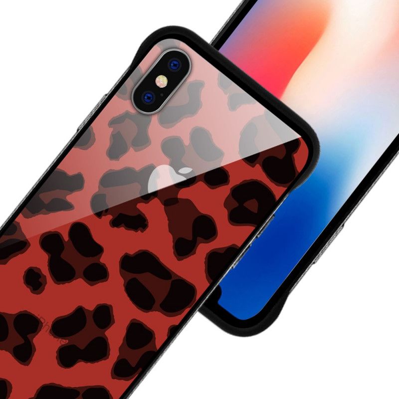 Kuori iPhone X Kulta Punainen Nxe-Leopardipisteet