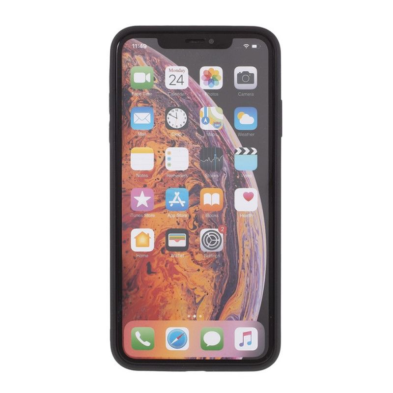 Kuori iPhone X Punainen Musta Lasin Takaosa Ja Silikonireunat