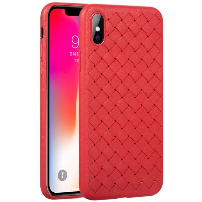 Kuori iPhone X Punainen Musta Punottu