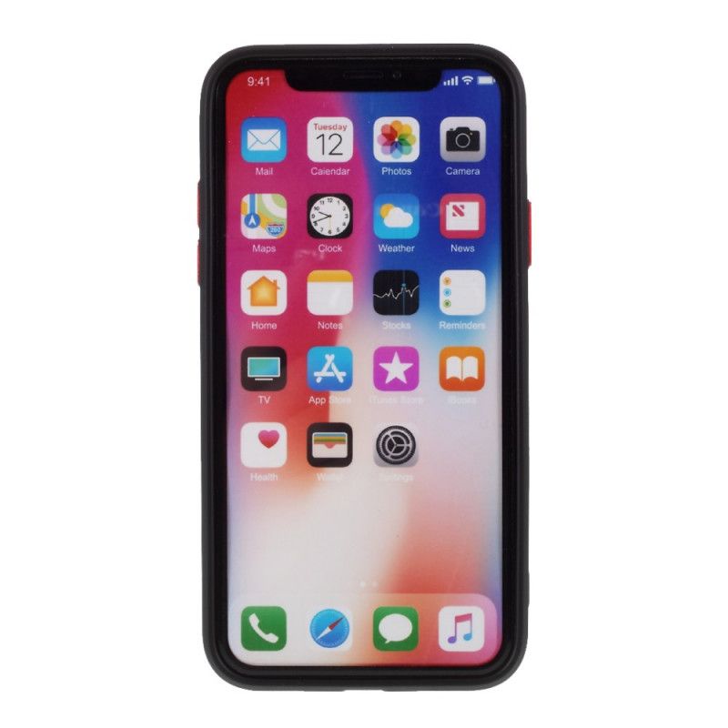 Kuori iPhone X Punainen Musta Taipuisa Silikonipainike Suojakuori