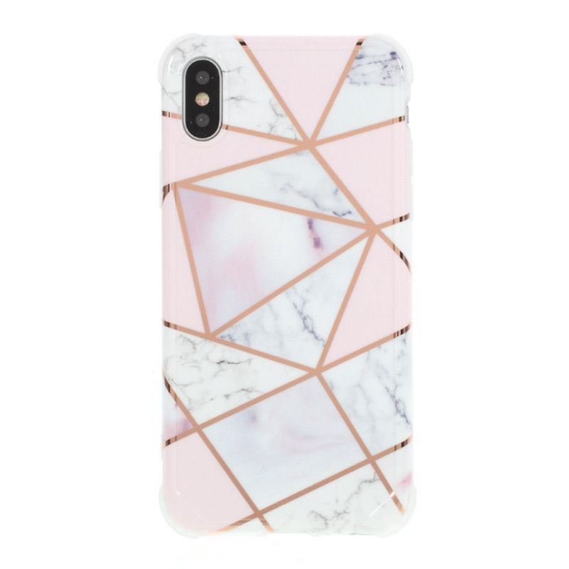 Kuori iPhone X Purppura Valkoinen Räikeä Geometrinen Marmori