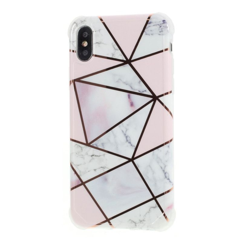 Kuori iPhone X Purppura Valkoinen Räikeä Geometrinen Marmori