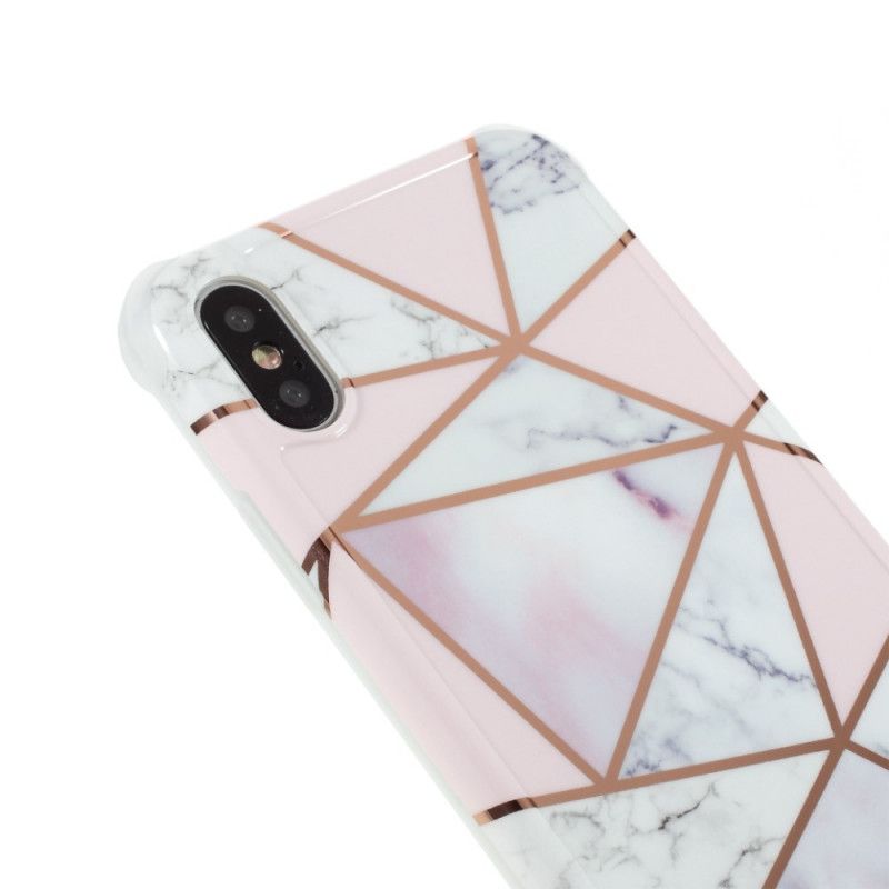 Kuori iPhone X Purppura Valkoinen Räikeä Geometrinen Marmori