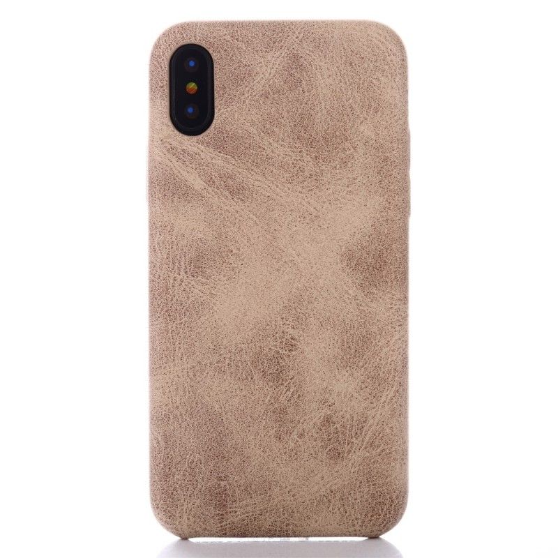 Kuori iPhone X Taupe Retro Nahkaefekti