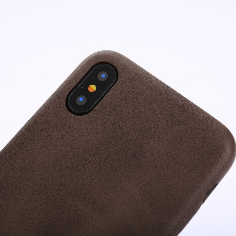 Kuori iPhone X Taupe Retro Nahkaefekti