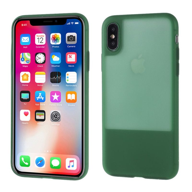 Kuori iPhone X Vaaleanpunainen Valkoinen Läpikuultavat Silikonivärit