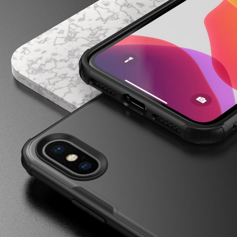 Kuori iPhone X Valkoinen Musta Matta Hybridi