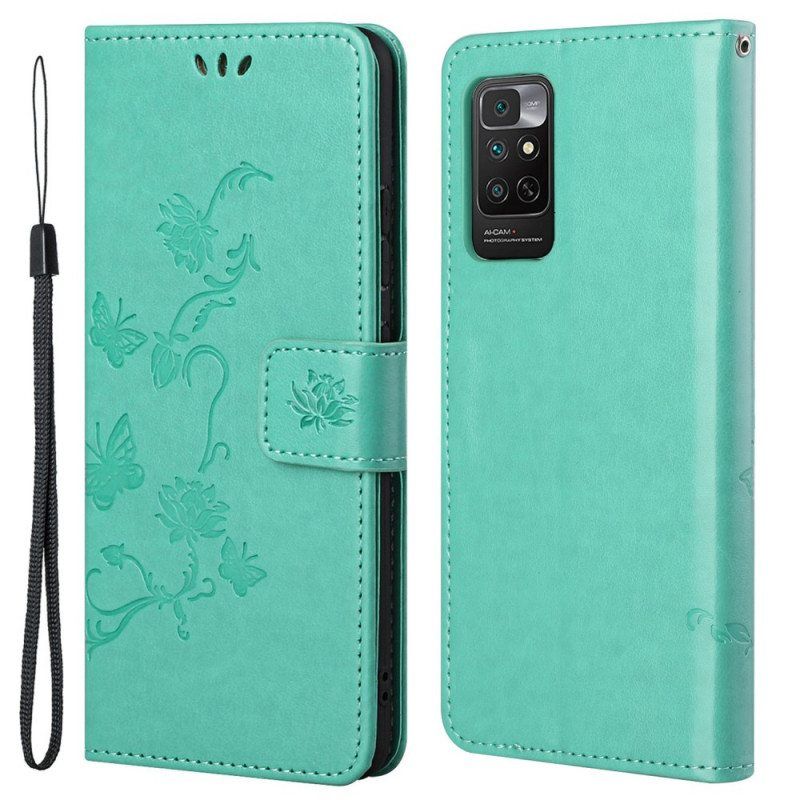 Flip Case Xiaomi Redmi Note 11 / 11S Suojaketju Kuori Strap Kukat