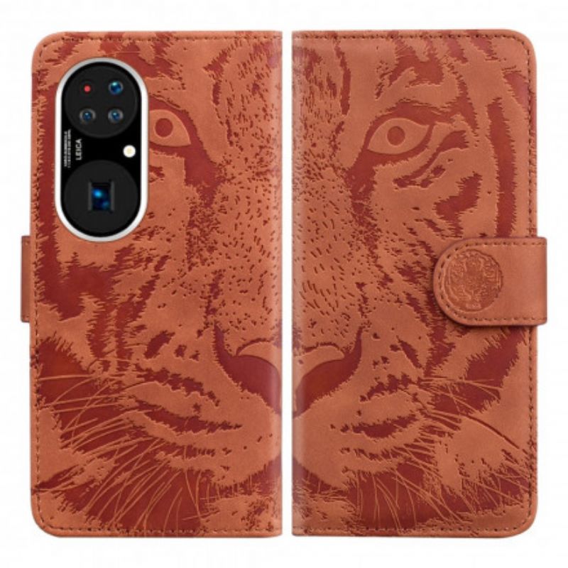 Kotelot Huawei P50 Pro Tiger Face Print