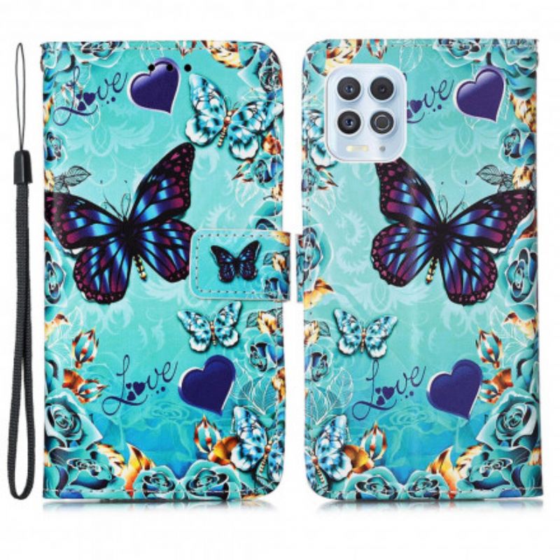 Flip Kotelot Moto G100 Golden Butterflies Suojakuori