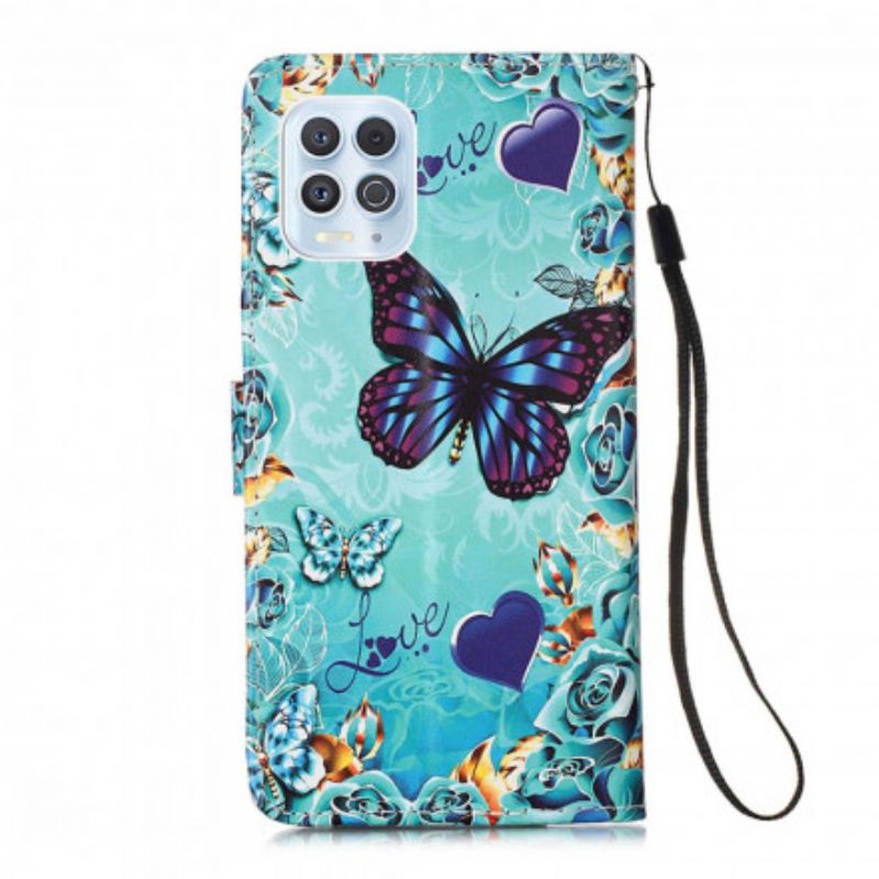 Flip Kotelot Moto G100 Golden Butterflies Suojakuori