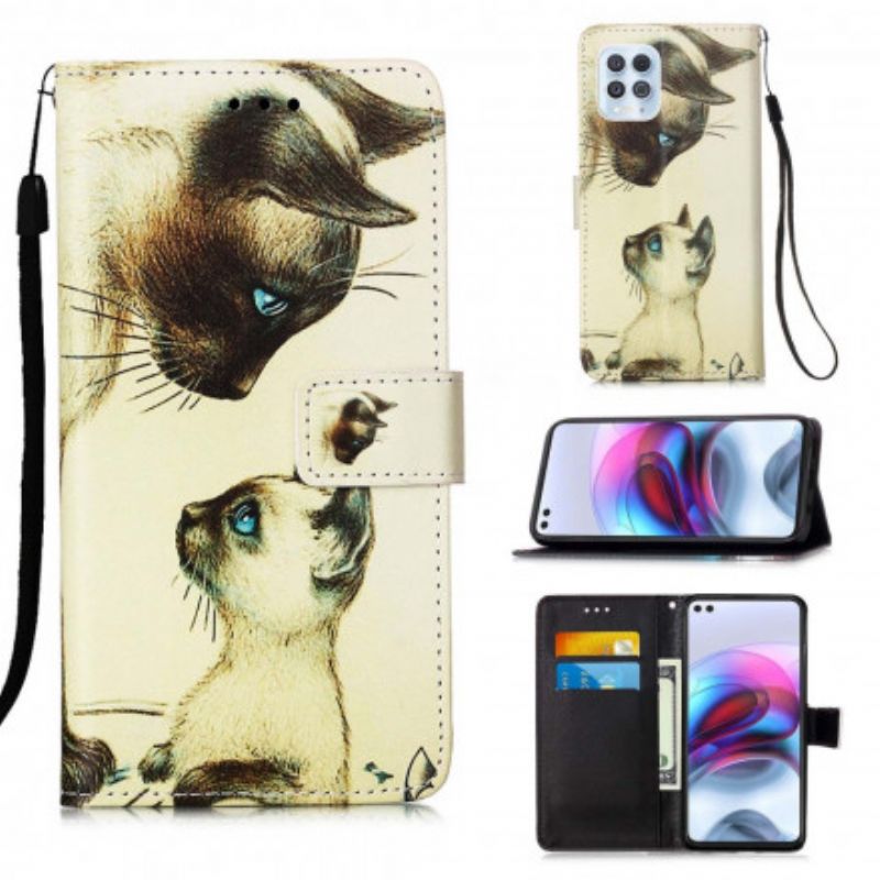 Flip Kotelot Moto G100 Kitten Ja Strappy Mom