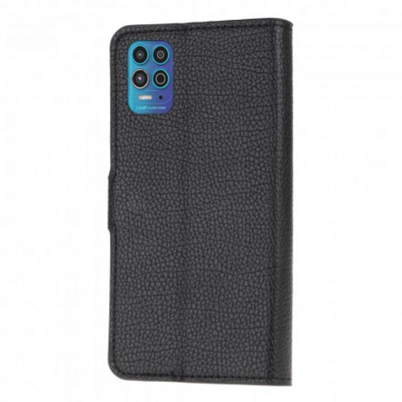 Flip Kotelot Moto G100 Litchi Grain Leather Effect Suojakuori