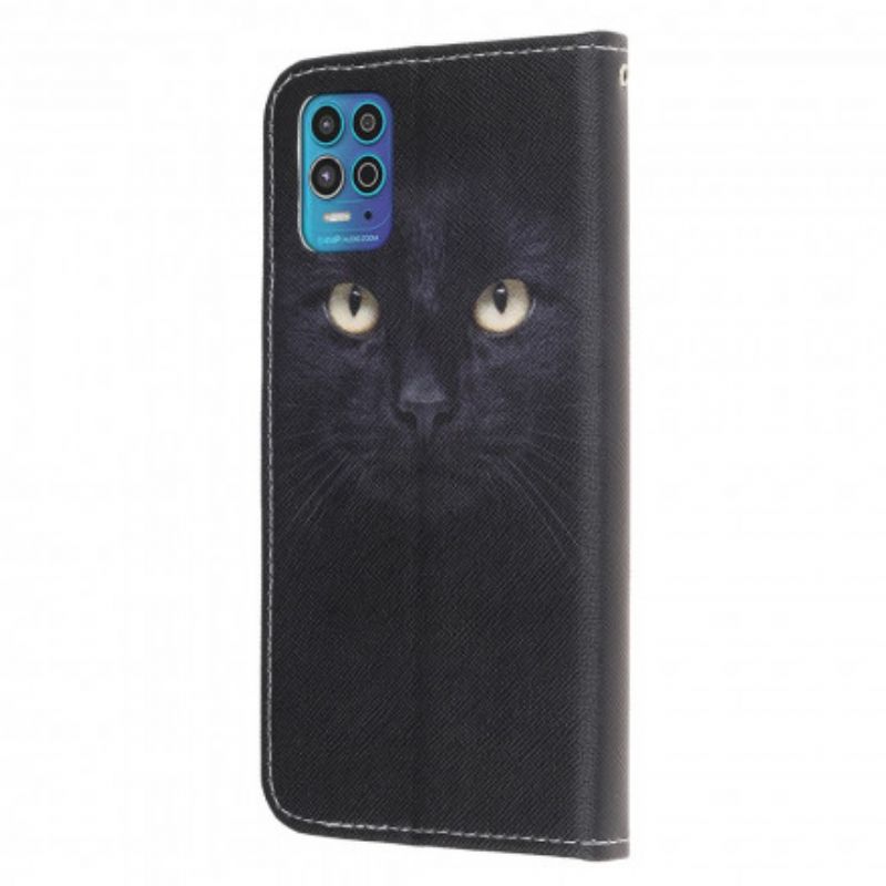 Flip Kotelot Moto G100 Mustat Strappy Cat Eyes