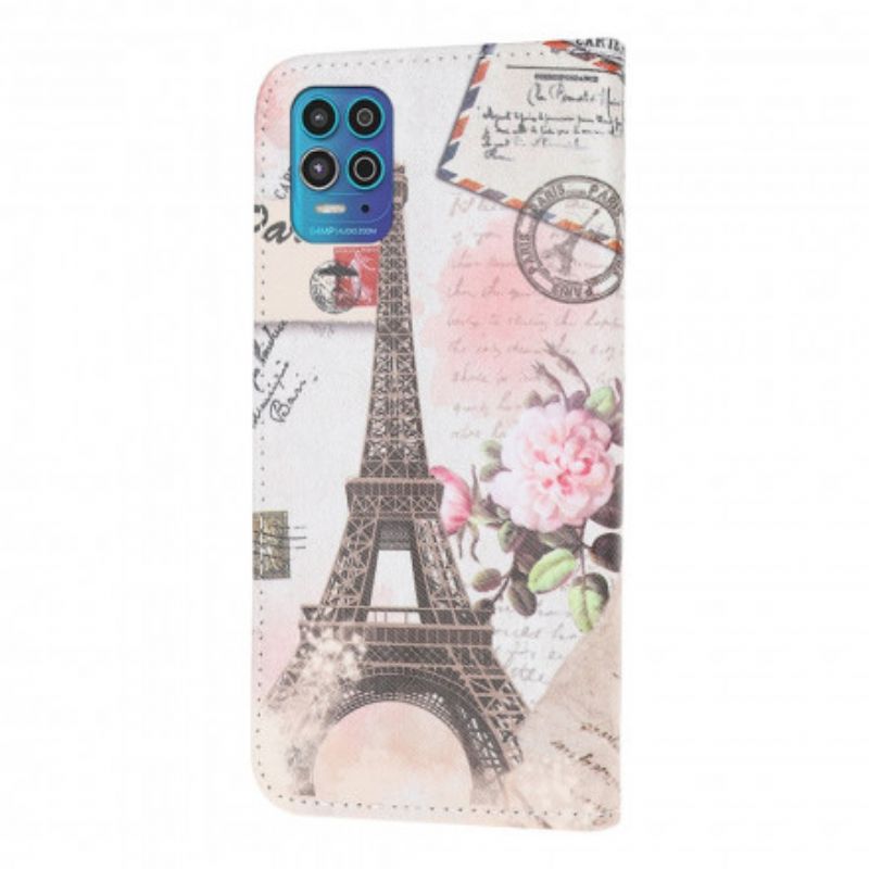 Flip Kotelot Moto G100 Retro Eiffel-torni