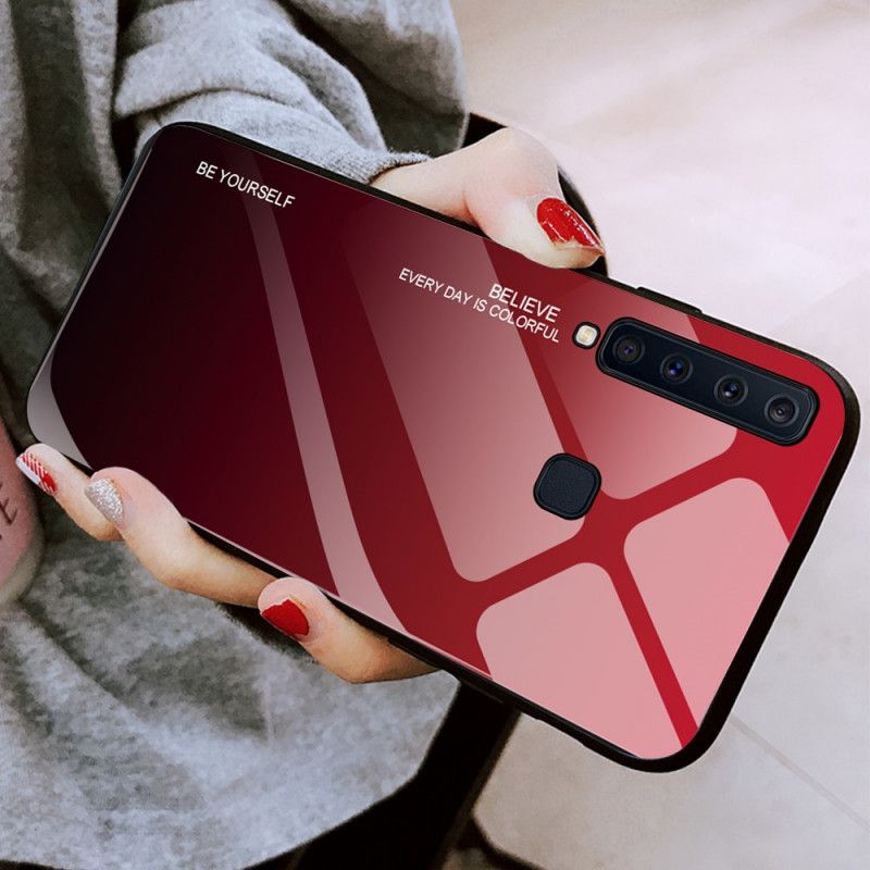 Case Kuoret Samsung Galaxy A9 Magenta Punainen Puhelinkuoret Ole Itse Karkaistu Lasi