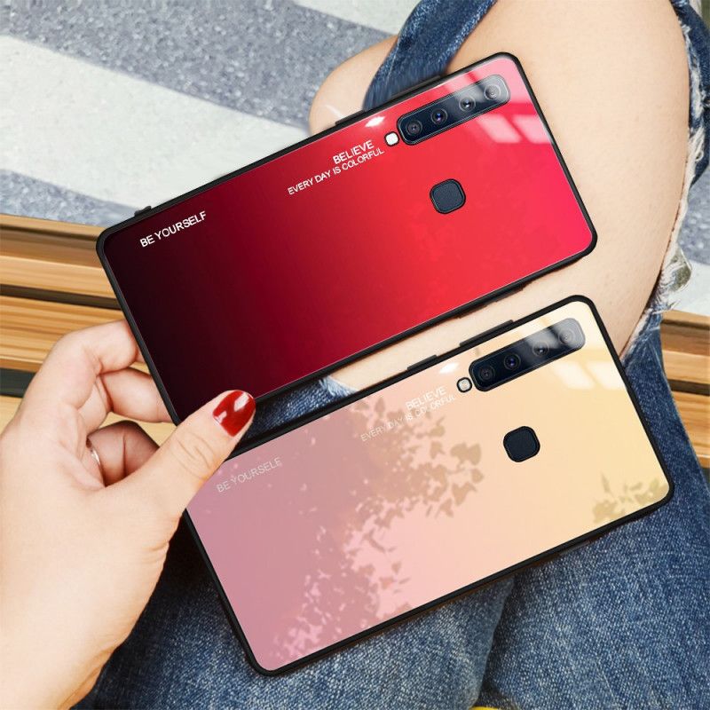 Case Kuoret Samsung Galaxy A9 Magenta Punainen Puhelinkuoret Ole Itse Karkaistu Lasi