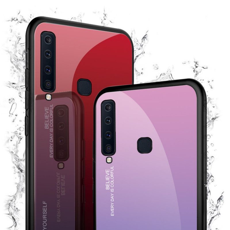 Case Kuoret Samsung Galaxy A9 Magenta Punainen Puhelinkuoret Ole Itse Karkaistu Lasi