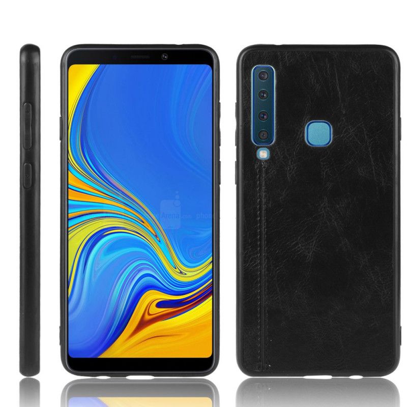 Case Kuoret Samsung Galaxy A9 Punainen Musta Puhelinkuoret Ommeltu Nahkaefekti