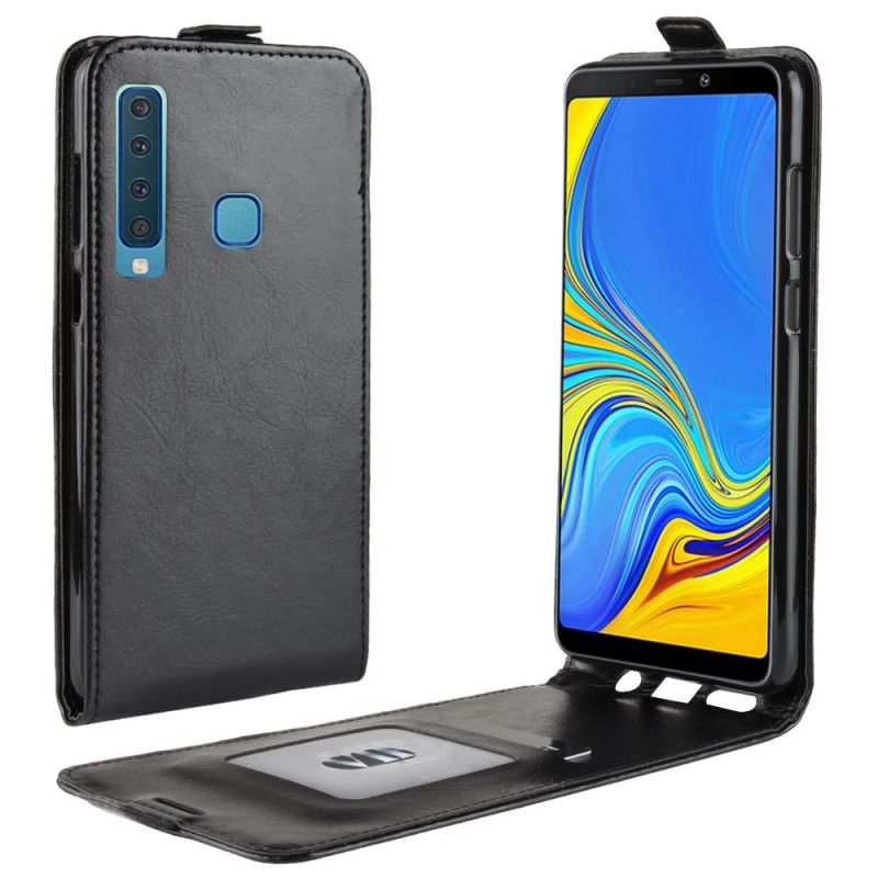 Flip Case Samsung Galaxy A9 Punainen Musta Taitettava Nahkaefekti