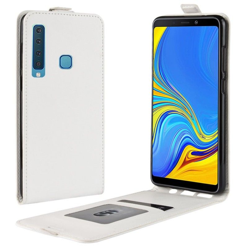 Flip Case Samsung Galaxy A9 Punainen Musta Taitettava Nahkaefekti