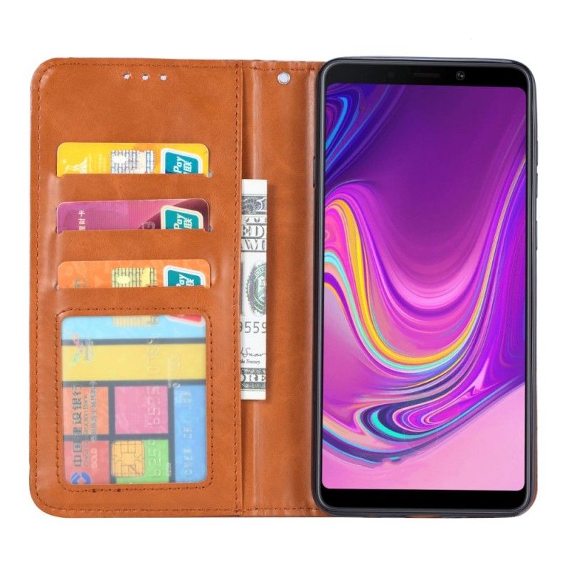 Flip Kotelot Samsung Galaxy A9 Punainen Musta Puhelinkuoret Tekonahkakorttikotelo