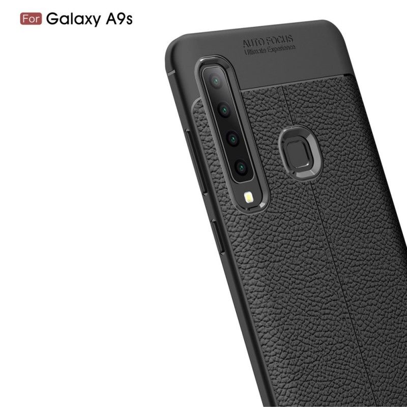 Kuori Samsung Galaxy A9 Harmaa Musta Kaksilinjainen Litsi Nahkaa