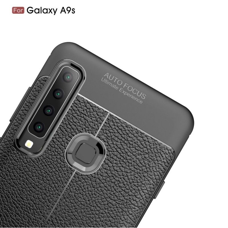 Kuori Samsung Galaxy A9 Harmaa Musta Kaksilinjainen Litsi Nahkaa