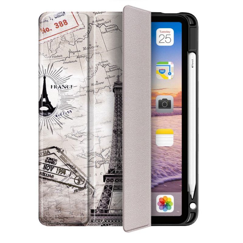 Älykotelo iPad Air 10.9" (2020) Retro Eiffel-Torni Kynänpidikkeellä